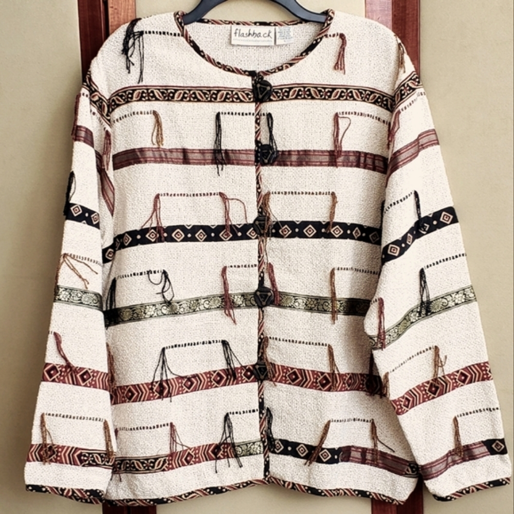 Ethnic Global Woven Boho Jacket L